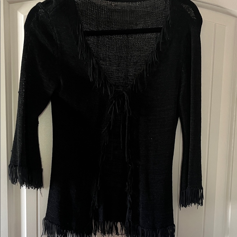 Black Fringe Women's Sweater